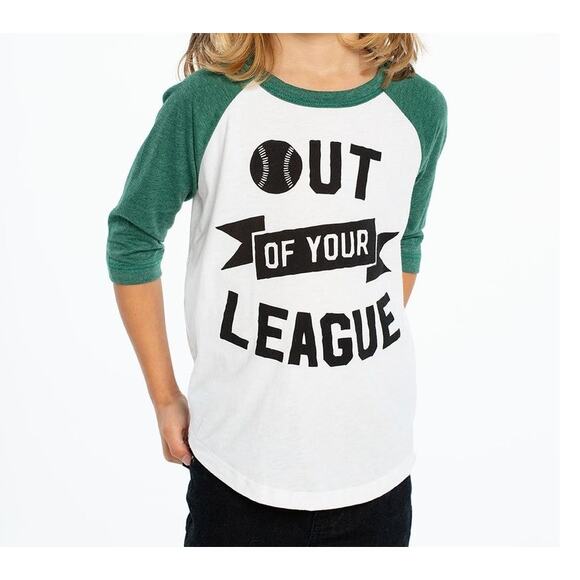 NWT NEW Chaser Boys Out Of Your League Baseball Logo T Shirt Sz 7 - Picture 1 of 5